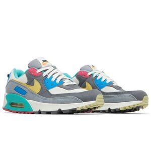 Nike Air Max 90 Gray and Blue Sneakers with Box.